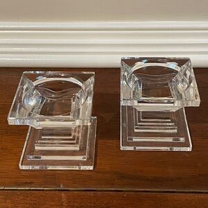 Pair of Waterford Crystal 3.5” Metropolitan Pillar Candle Holders